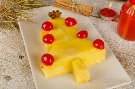 Fruity Christmas tree, a healthy kid dessertの写真素材