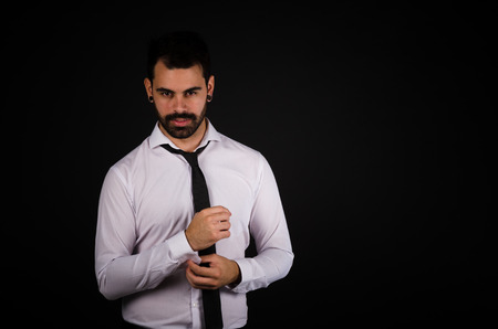 Sudio portrait of a bearded maleの写真素材