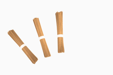 Three packs of Soba, traditional Japanese noodlesの写真素材