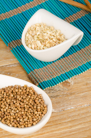 Coriander and lemon grass, traditional Asian condimentsの写真素材