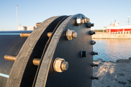 Detal take of the end of a large pipelineの写真素材