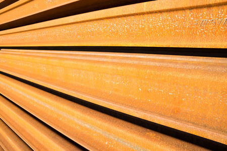 Full frame take of  large rusty railroad rails