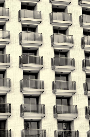 Full frame black and white take of balconiesの写真素材