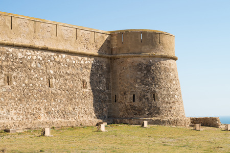 Coastal fortification overlooking the Mediterranean in Almeria, Andalusia, Spain