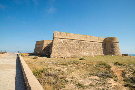 Coastal fortification overlooking the Mediterranean in Almeria, Andalusia, Spainのeditorial素材
