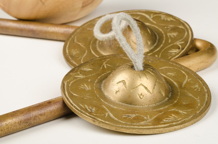 Set of   finger cymbals, traditional oriental percussion instrumentsの写真素材