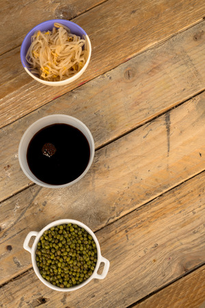 Soy beans, sprouts and sauce, Asian cuisine ingredientsの写真素材