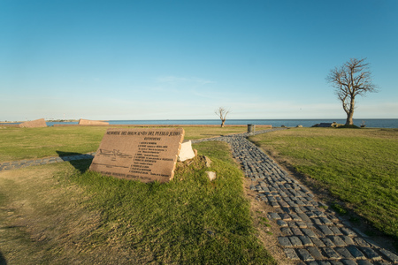 MONTEVIDEO, URUGUAY - JULY 22, 2015: Holocaust memorial on the shore of Rio de la Plataのeditorial素材