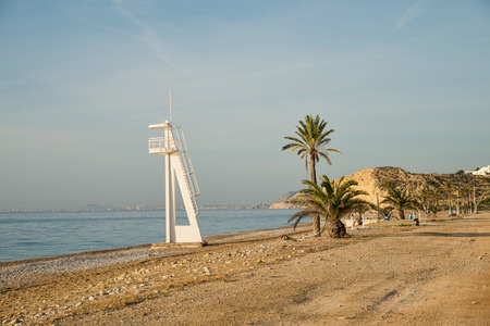 One of the pebbled beaches of La Vila,  Costa Blanca, Spainの写真素材