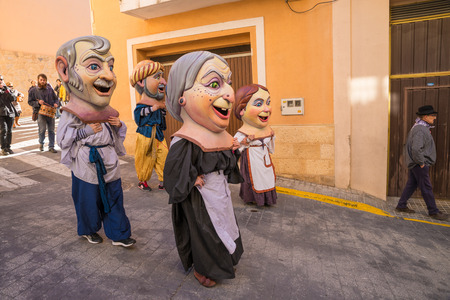 COSTA BLANCA, SPAIN - JANUARY 16:  Parade of cabezudos, disguises with oversized heads, during a traditonal festivalのeditorial素材