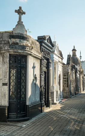 BUENOS AIRES, ARGENTINA - AUGUST 15 2015:  Recoleta Cemetry in downtown Buenos Aires,  a popular landmark with tourists and burial place of Eva Peronのeditorial素材