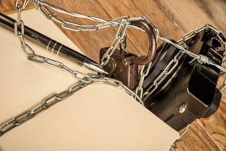 Struggle for freedom of press, a conceptの写真素材