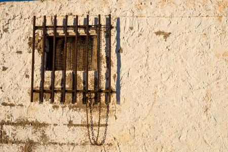 Window on  fishing village town house facadeの写真素材