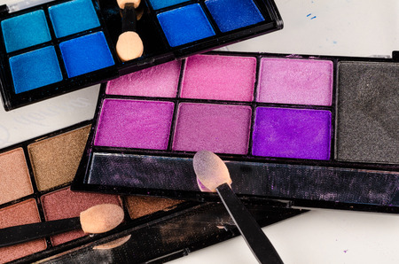 Makeup palette with various powder colors