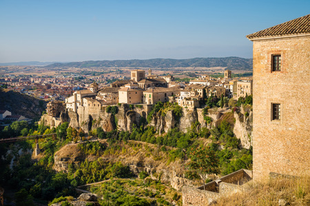Cuenca old town sitting on top of spectacular cliffs, Castilla La Manca, Spain