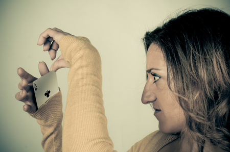 Card up the sleeve, a conceptual shotの写真素材