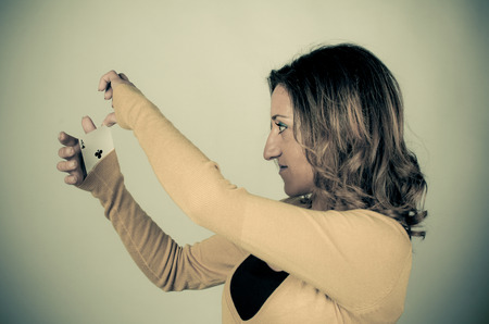 Card up the sleeve, a conceptual shotの写真素材