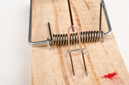 Detail take of a domestic wooden mouse trap