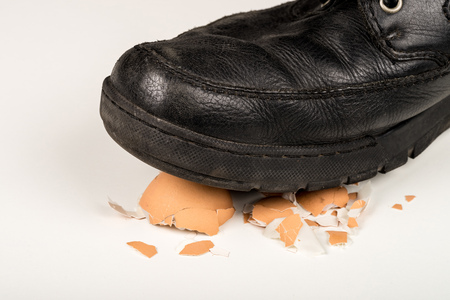Walking on eggshells, a conceptual shot