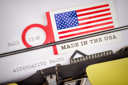 Trump issues with media, a conceptual shot about press freedom in the USAの写真素材