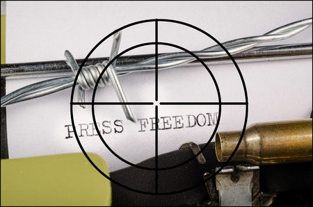 Old typewriter and text as a concept on the ever more threatened freedom of press