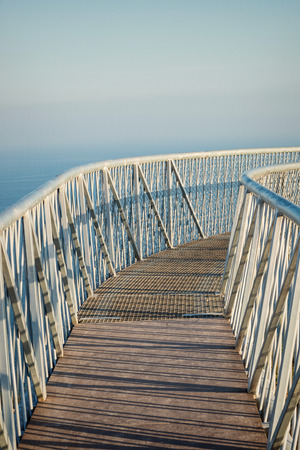 Scenic footbrige on the Mediterranan on Costa Blanca, Alicante, Spainの写真素材