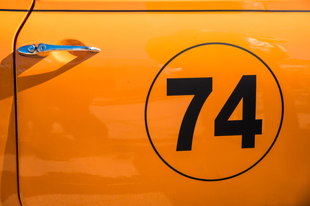 Detail take of a vintage race carの写真素材