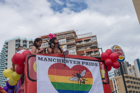 BENIDORM,  SPAIN-SEPTEMBER 8, 2018:  Benidorm 2018 Pride Parade, the highlight of the four day celebration of LGTB prideのeditorial素材