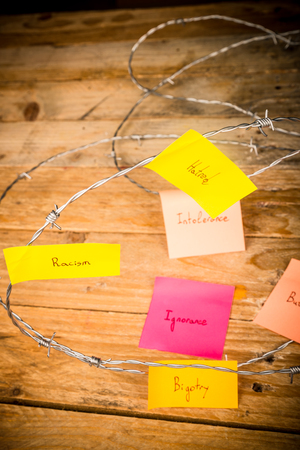 Sticky notes against racism, a conceptual shotの写真素材
