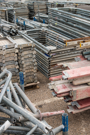 Assorted construction materials stored in piles