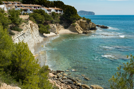 Scenic Benisa coastline with its many small bays and beaches, Costa Blanca, Spainの写真素材