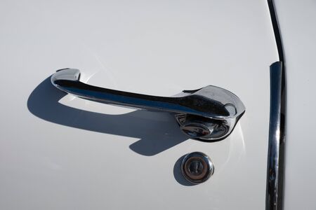 Door handle on a classic carの写真素材