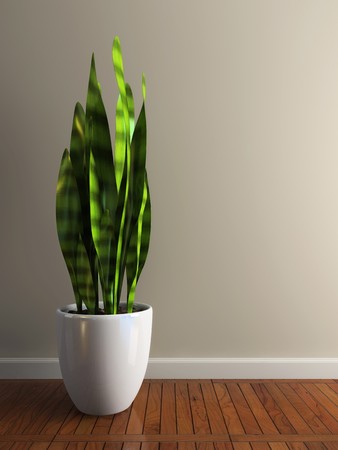 Part of the interior with plant 3D renderingの写真素材