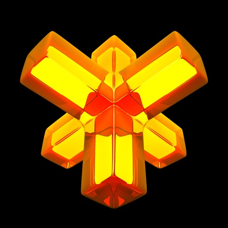 Abstract cross isolated on black background 3D