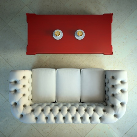 View from above on the part of interior 3D renderingの写真素材