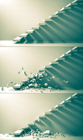 ruined staircase in three framesの写真素材