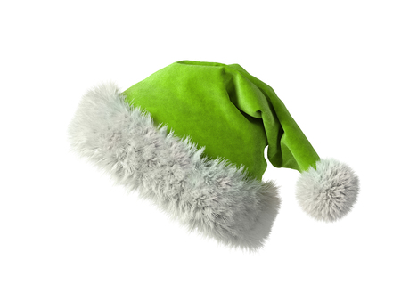 Santa Claus green hat isolated on white background 3 D renderingの写真素材