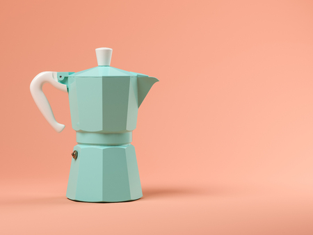 Blue coffeepot on pink background 3 D illustrationの写真素材
