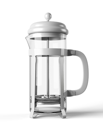 French press isolated on white background 3D renderingの写真素材