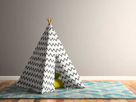 part Interior with wigwam 3D illustrationの写真素材