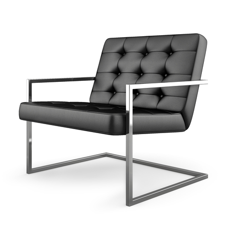 Black modern armchair isolated on white background 3D renderingの写真素材