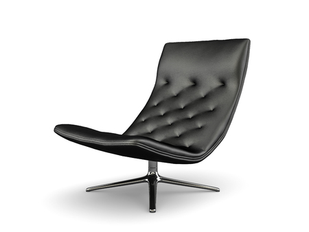 Black lather armchair isolated on white background 3D renderingの写真素材