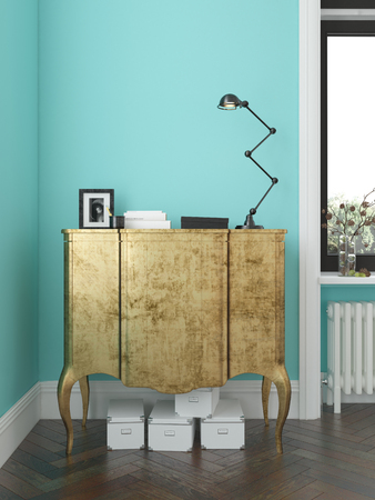 Interior of modern living room with commode 3D renderingの写真素材