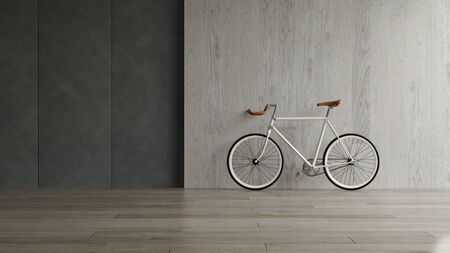 Blue bicycle on pink background 3D illustration