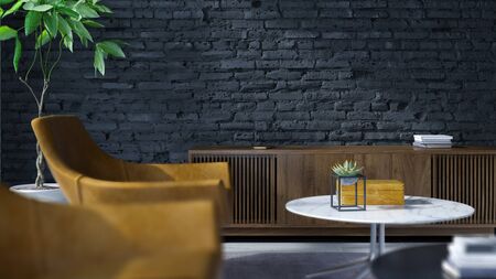 Interior of modern living room 3D rendering