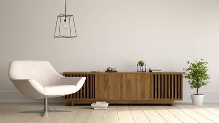 Interior of modern living room 3D rendering
