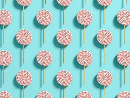 Punchy pastels lollipops abstract background 3D illustrationの写真素材