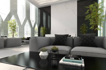 Interior of room and spa reception 3D illustration