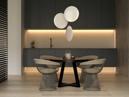 Minimalist Interior of modern living room 3 D rendering
