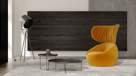 Minimalist Interior of modern living room 3D rendering